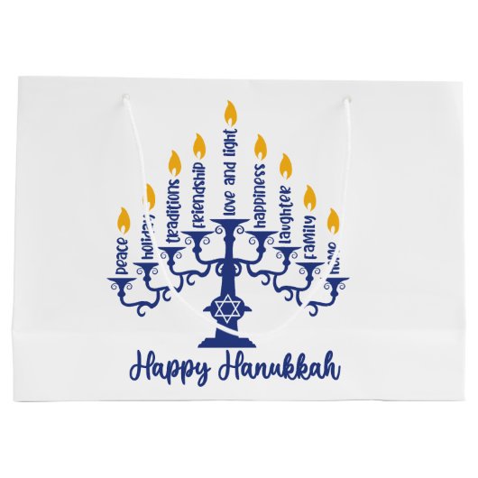 Happy Hanukkah Menorah Groot Cadeauzakje (Achterkant)