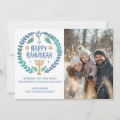 Happy Hanukkah Menorah Hand getrokken CUSTOM FOTO Feestdagenkaart (Voorkant)