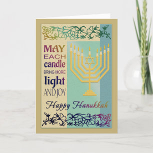 Happy Hanukkah Menorah Jewish Holiday Kaart