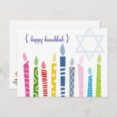 Happy Hanukkah Menorah Kaarsen Briefkaarten (Voorkant / Achterkant)