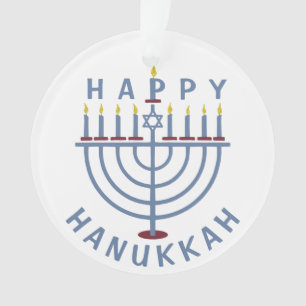 Happy Hanukkah Menorah Ornament
