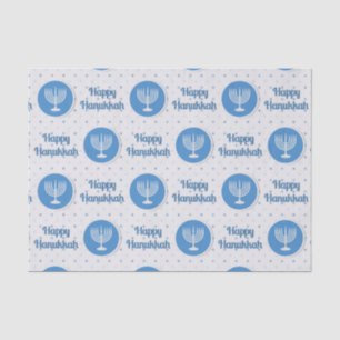 Happy Hanukkah Menorah over Polka Dots Tissuepapier