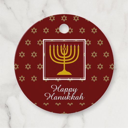 HAPPY HANUKKAH Menorah Personalized Red Bedankjes Labels (Voorkant)