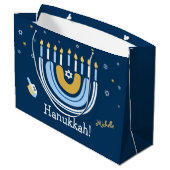 Happy Hanukkah Menorah Rainbow Groot Cadeauzakje (Achterkant Gekanteld)
