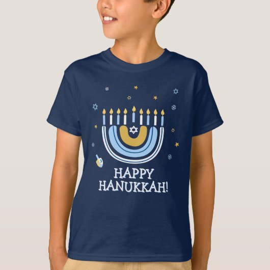 Happy Hanukkah Menorah Rainbow T-Shirt (Voorkant)