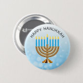 Happy Hanukkah Menorah Ronde Button 5,7 Cm (Voorkant /achterkant)