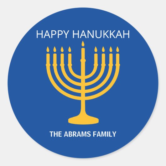 Happy Hanukkah Menorah Ronde Sticker (Voorkant)