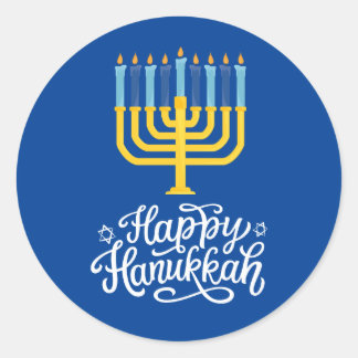 Happy Hanukkah Menorah Ronde Sticker