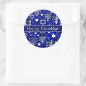 Happy Hanukkah Menorah Ronde Sticker (Tas)
