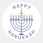 Happy Hanukkah Menorah Ronde Sticker (Voorkant)