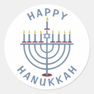 Happy Hanukkah Menorah Ronde Sticker