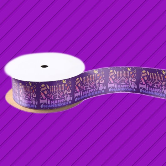 Happy Hanukkah Menorah Satin Ribbon Lint