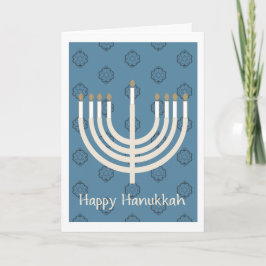 Happy Hanukkah Menorah/Star van David patroon 2 Feestdagen Kaart