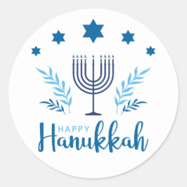 Happy Hanukkah Menorah Stars Ronde Sticker