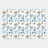Happy Hanukkah Menorah Wrapping Paper Set van 3 (Voorkant)