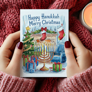 Happy Hanukkah Merry Christmas Kaart