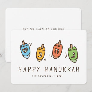 Happy Hanukkah Modern Dreidel Feestdagenkaart
