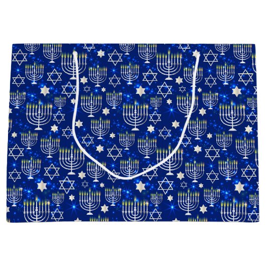 Happy Hanukkah Modern Groot Cadeauzakje (Voorkant)