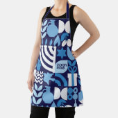 Happy Hanukkah Modern Hebrew Menorah & Stars Apron Schort (Insitu)