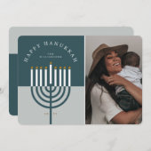 Happy Hanukkah Modern Menorah Candle Feestdagenkaart (Voorkant / Achterkant)