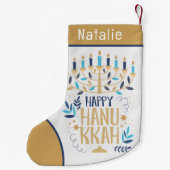Happy Hanukkah Modern Menorah Persoonlijke naam Kleine Kerstsok (Achterkant)