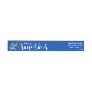 Happy Hanukkah Modern Script Blauw & Wit