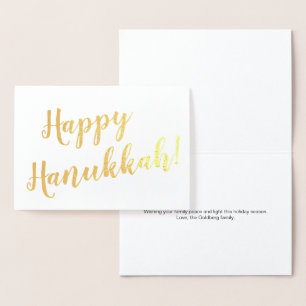 Happy Hanukkah modern script typografie aangepast Folie Kaarten