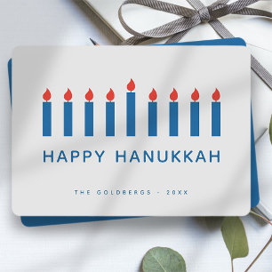 Happy Hanukkah Modern Simple Candle Lichten Feestdagenkaart