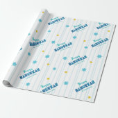 Happy Hanukkah Modern Typografie Gold Stars Naam Cadeaupapier (Uitgerold)