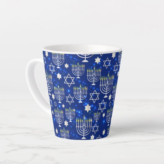 Happy Hanukkah moderne ster van David Menorah Latte Mok (Linkerhoek)
