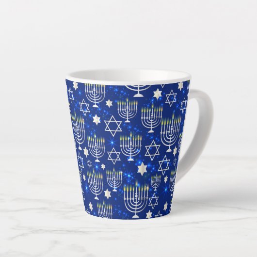 Happy Hanukkah moderne ster van David Menorah Latte Mok (Rechterhoek)
