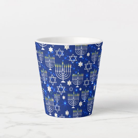 Happy Hanukkah moderne ster van David Menorah Latte Mok (Voorkant)
