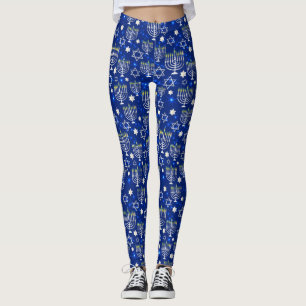 Happy Hanukkah moderne ster van David Menorah Leggings