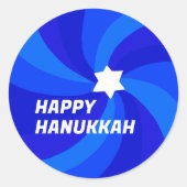 HAPPY HANUKKAH Moderne Wervelster van David Custom Ronde Sticker (Voorkant)