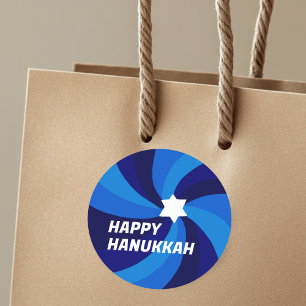 HAPPY HANUKKAH Moderne Wervelster van David Custom Ronde Sticker