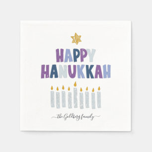 Happy Hanukkah Monogram Party Napkins Servet