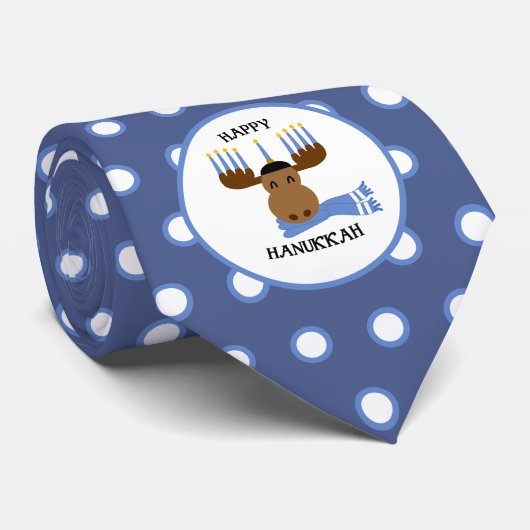 Happy Hanukkah Moose Funny Holiday Stropdas (Opgerold)