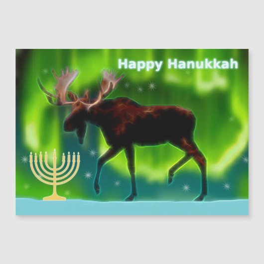 Happy Hanukkah - Northern Lights Moose (Voorkant)