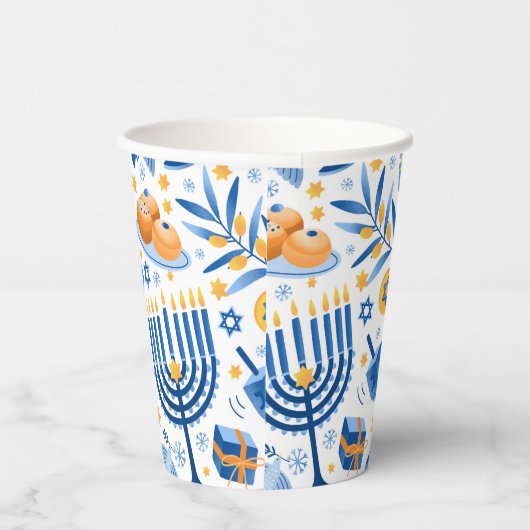 Happy Hanukkah Papieren Bekers (Rechts)