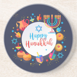 Happy Hanukkah Party Festival van de lichten Prach Zandsteen Onderzetter