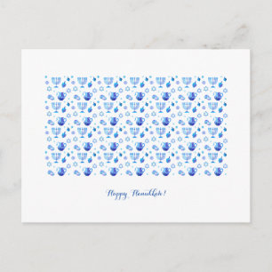 Happy Hanukkah Party - Mooie blauwe decoratie Briefkaart