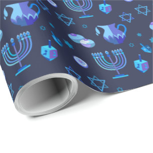 Happy Hanukkah Party - Mooie blauwe decoratie Cadeaupapier