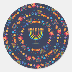Happy Hanukkah Party Mooie Decoratie Ronde Sticker