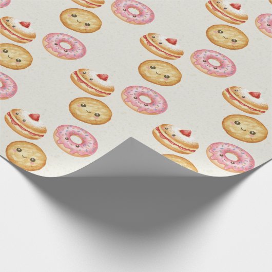 Happy Hanukkah Pattern - Cute Donuts Cadeaupapier (Hoek)
