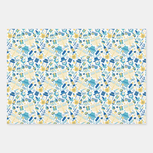 Happy Hanukkah Pattern Papieren platen wikkelen Inpakpapier Vel (Voorkant 3)