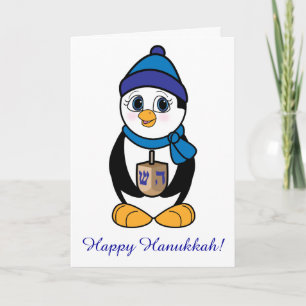 Happy Hanukkah Penguin en Dreidel Feestdagen Kaart