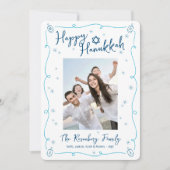 Happy Hanukkah Photo Hand Drawn Cute Custom Note Feestdagenkaart (Voorkant)