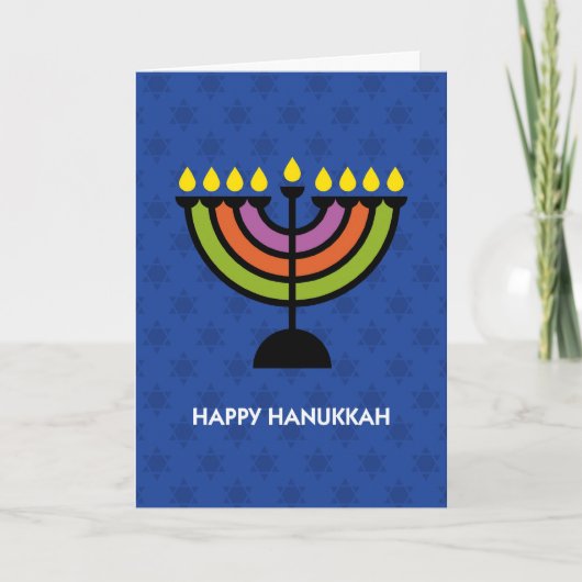 Happy Hanukkah Pop Art Menorah Feestdagen Kaart (Voorkant)
