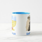Happy Hanukkah Pugs en Menorah Mokken (Midden)