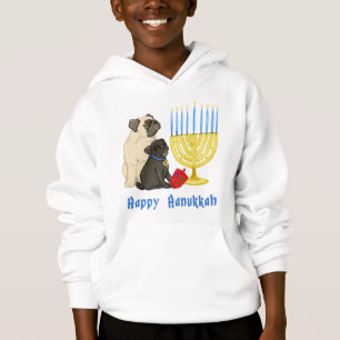 Happy Hanukkah Pugs met Menorah T - shirts en Swea